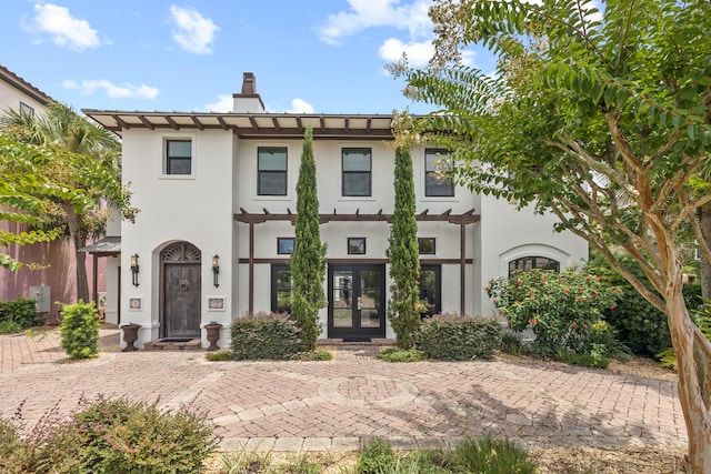 view of front facade featuring french doors