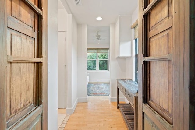 interior space with light hardwood / wood-style flooring