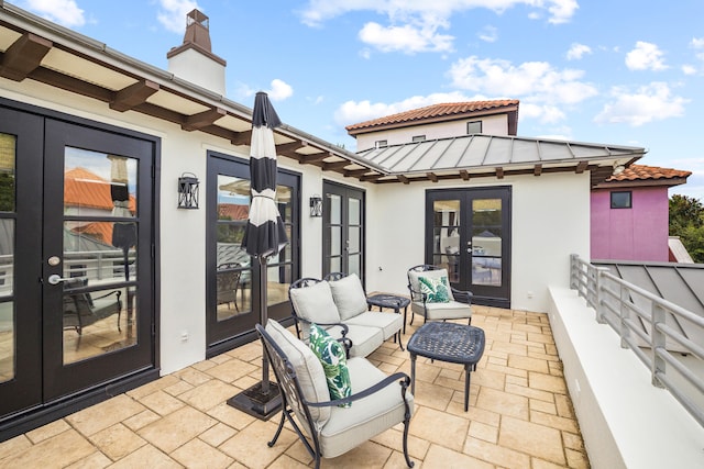 view of patio / terrace featuring french doors