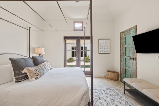 bedroom featuring french doors and access to exterior