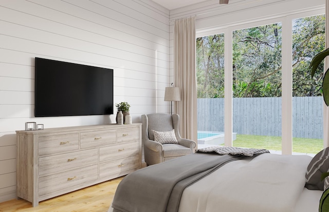 bedroom with light hardwood / wood-style flooring