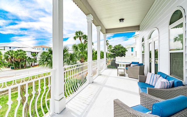 view of patio featuring covered porch