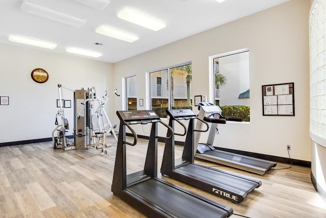 interior space with light hardwood / wood-style flooring