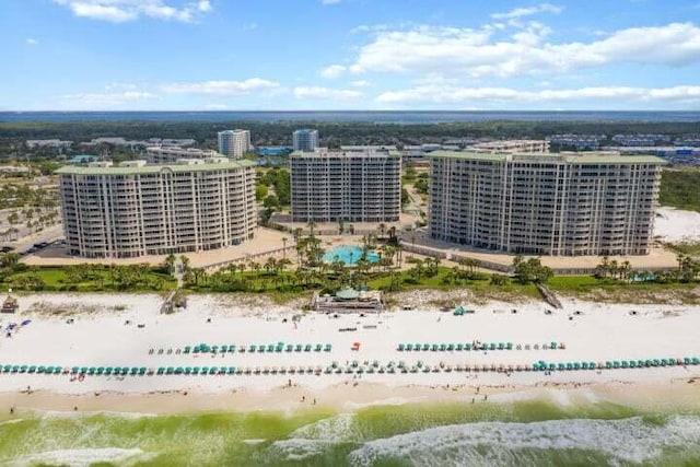 drone / aerial view with a view of the beach