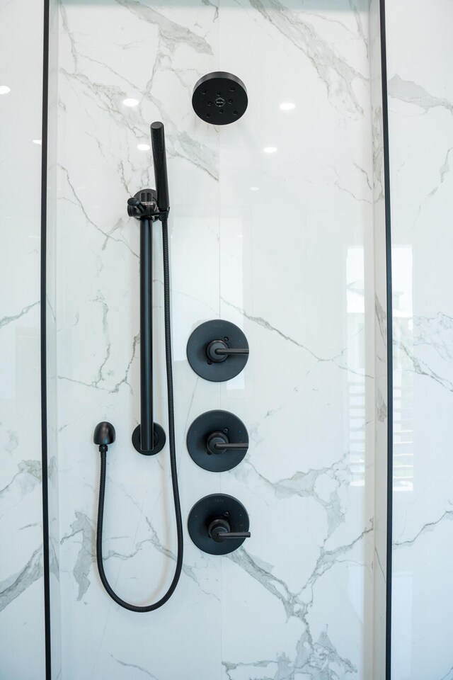 interior details with tiled shower