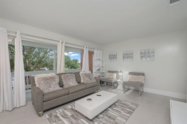 living room featuring light hardwood / wood-style floors