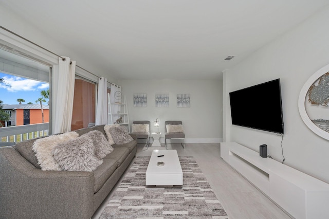 living room featuring light hardwood / wood-style floors