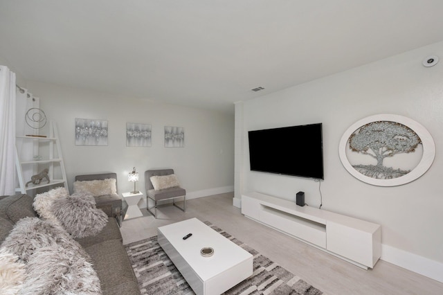 living room with light wood-type flooring