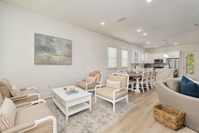 living room featuring light hardwood / wood-style flooring