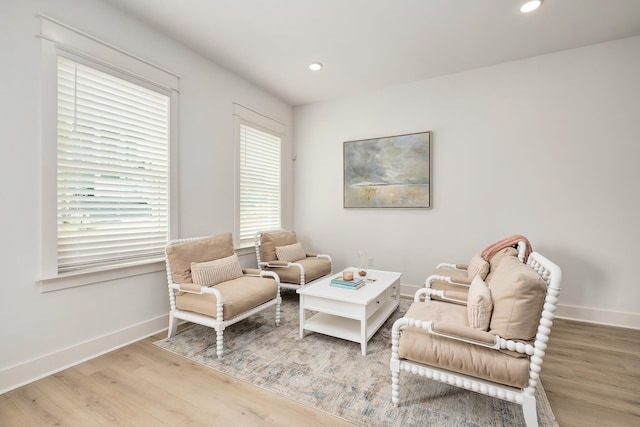 living area featuring light wood-type flooring