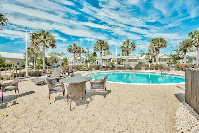 view of swimming pool with a patio area