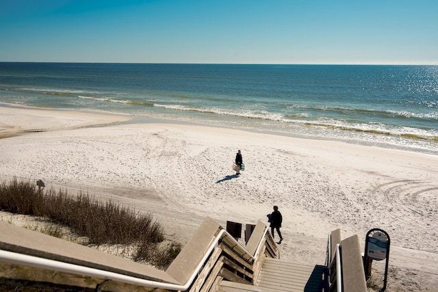 property view of water featuring a view of the beach