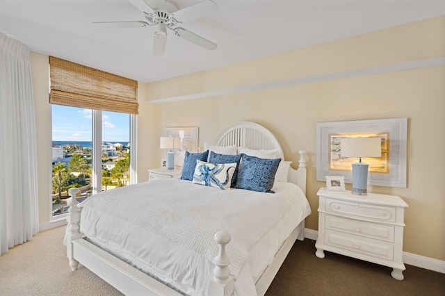 bedroom featuring carpet floors and ceiling fan