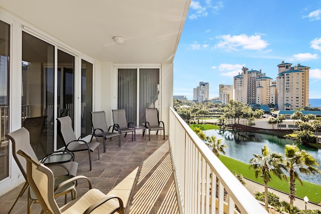 balcony with a water view