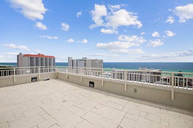 view of patio / terrace featuring a water view