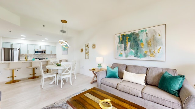 living room featuring light hardwood / wood-style flooring