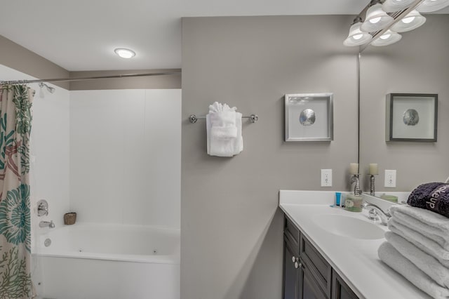 bathroom featuring vanity and shower / bath combo