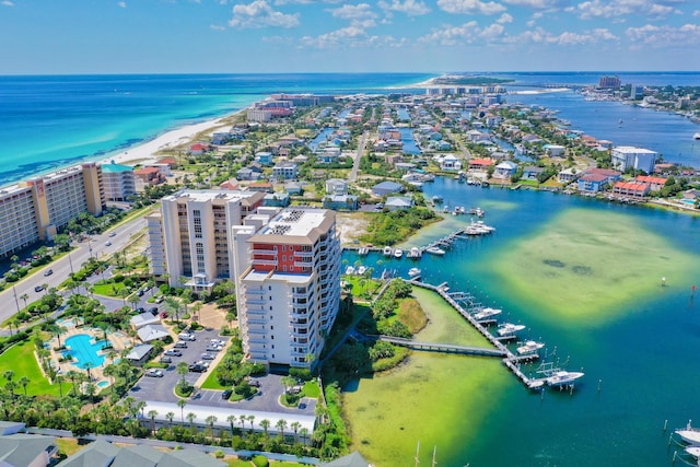 bird's eye view featuring a water view