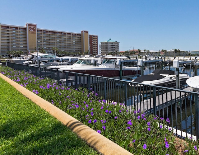 dock area featuring a water view