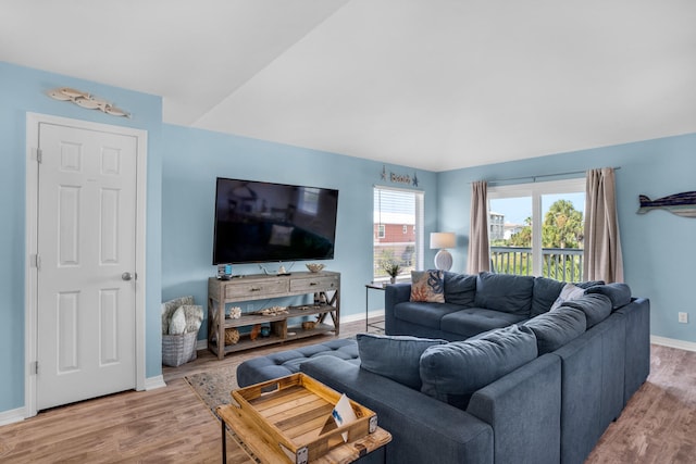 living room with light wood-type flooring