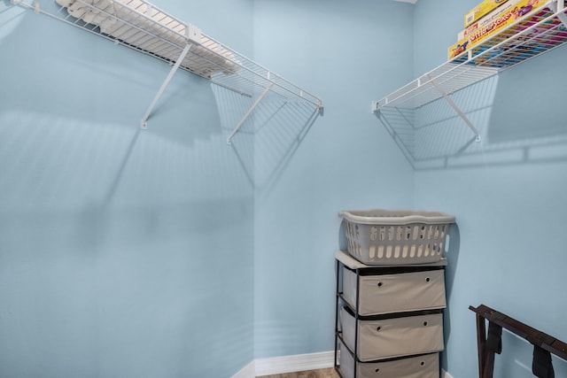 spacious closet with hardwood / wood-style flooring