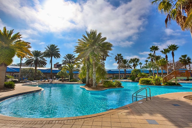 view of pool featuring a patio area