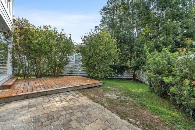 view of terrace with a wooden deck