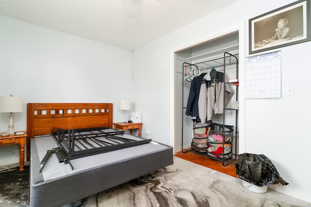 bedroom with parquet flooring