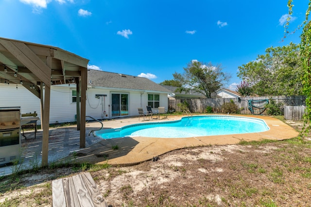 view of swimming pool with a patio area