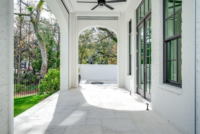 view of patio with ceiling fan