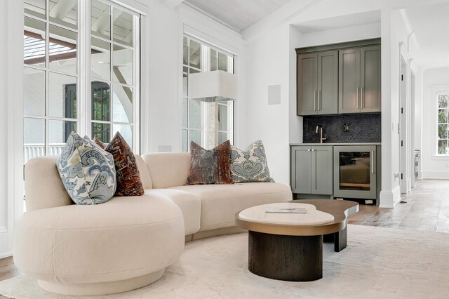 living area with light hardwood / wood-style floors