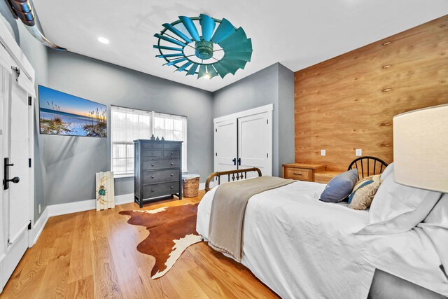 bedroom featuring light hardwood / wood-style flooring