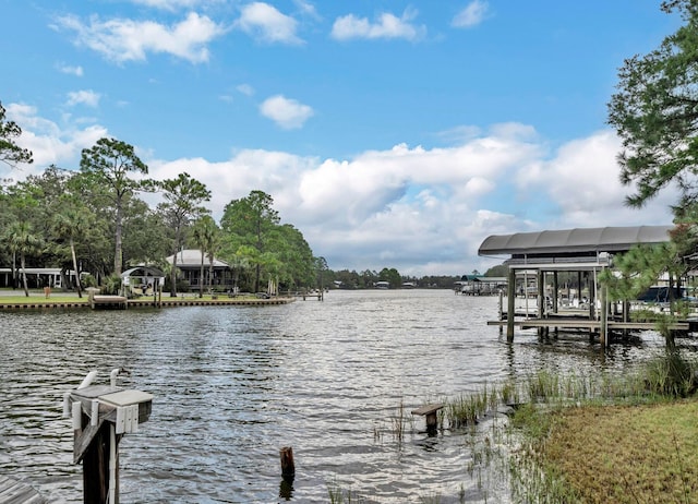 view of dock featuring a water view