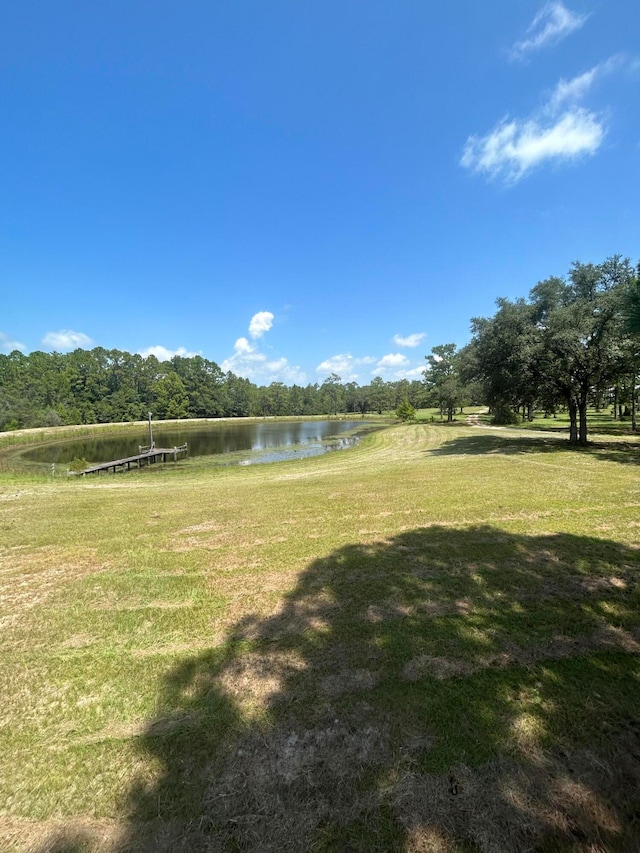 view of yard with a water view