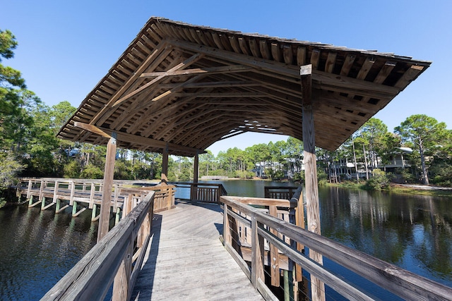 dock area featuring a water view