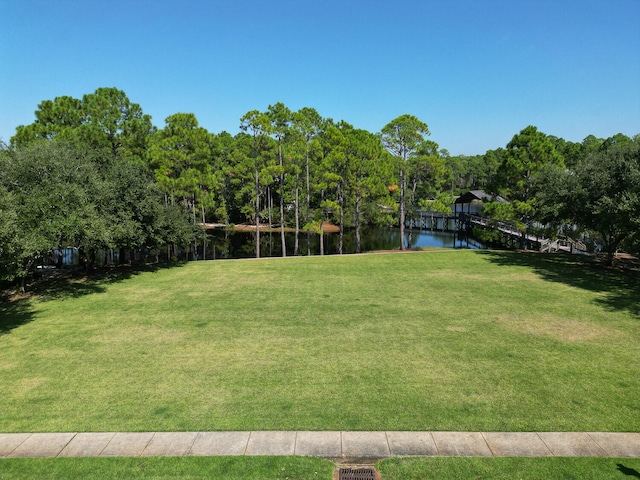 view of yard featuring a water view