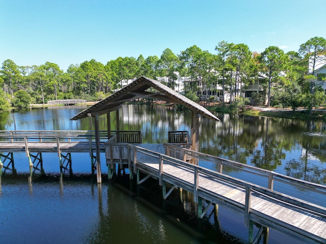 view of dock featuring a water view