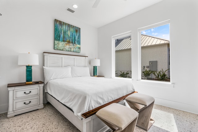 bedroom featuring ceiling fan