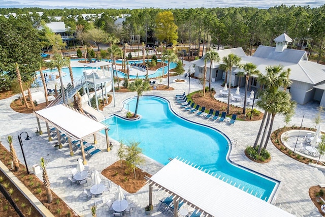 view of pool featuring a patio