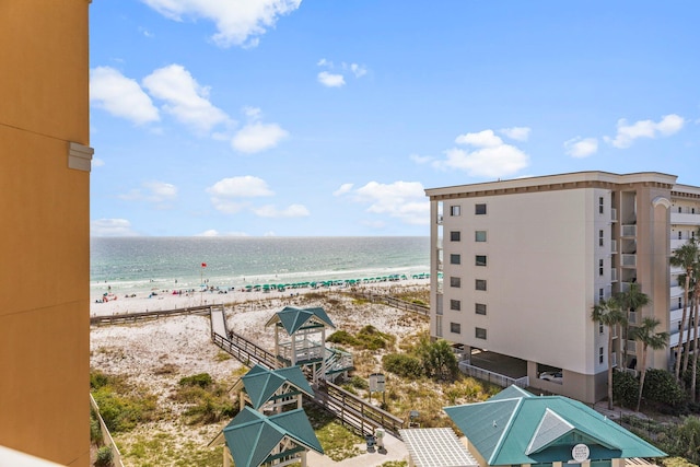 exterior space featuring a view of the beach