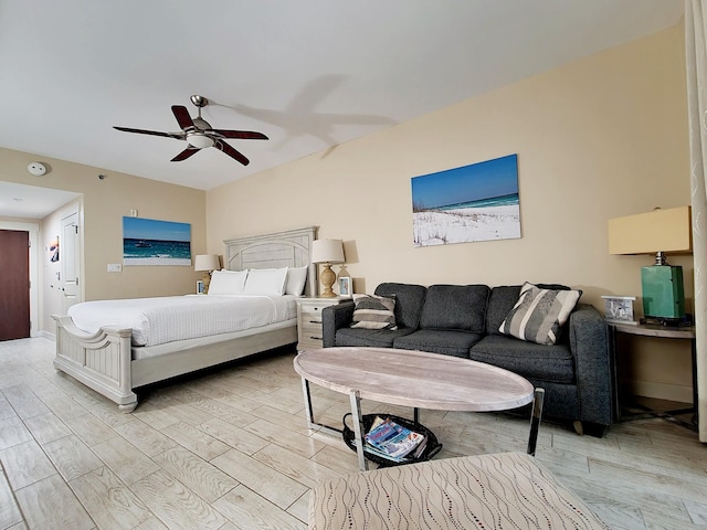 bedroom featuring ceiling fan