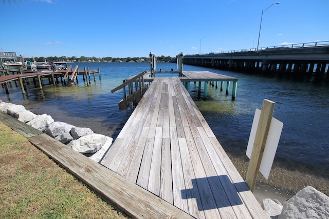 dock area featuring a water view