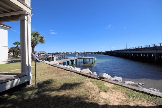 view of dock featuring a water view