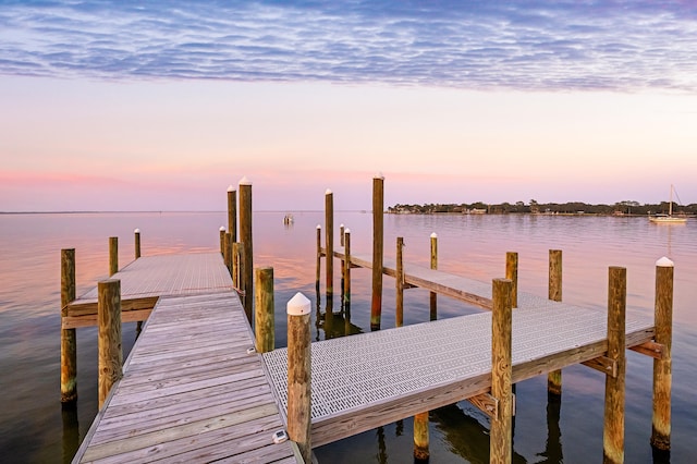 dock area featuring a water view