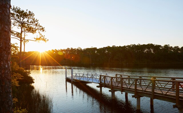 view of dock featuring a water view