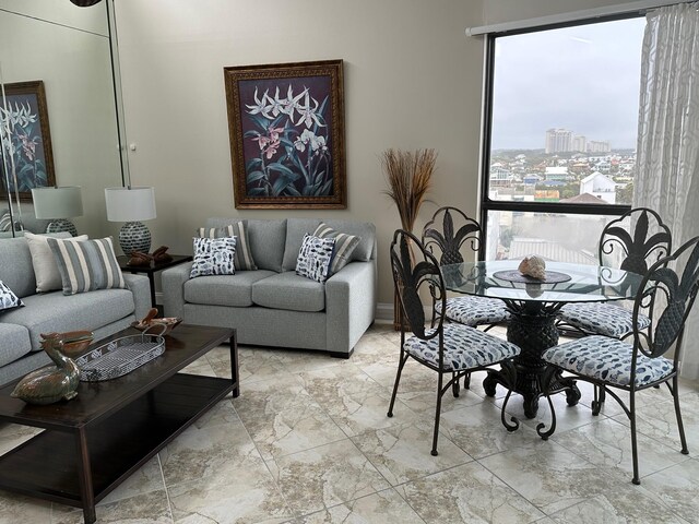 view of tiled living room