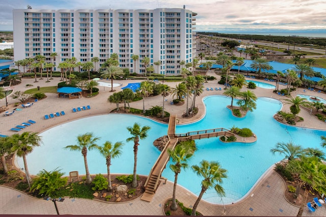 view of swimming pool featuring a patio