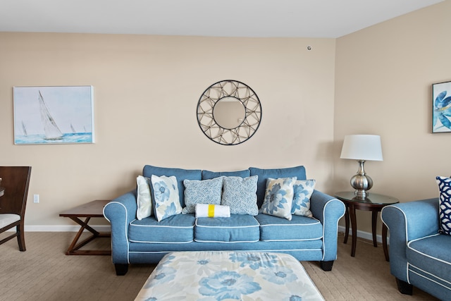 living room featuring carpet floors