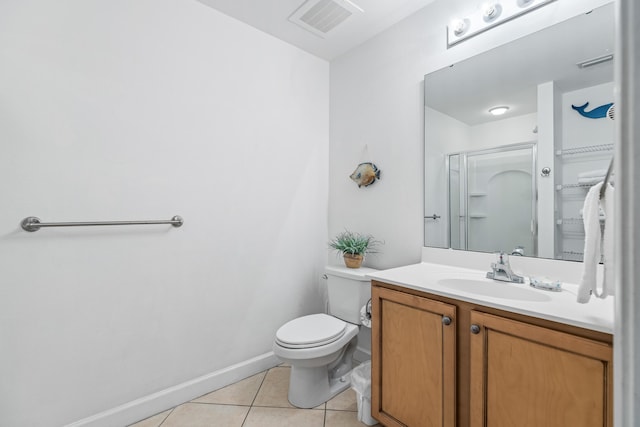 bathroom with vanity, toilet, and tile patterned flooring