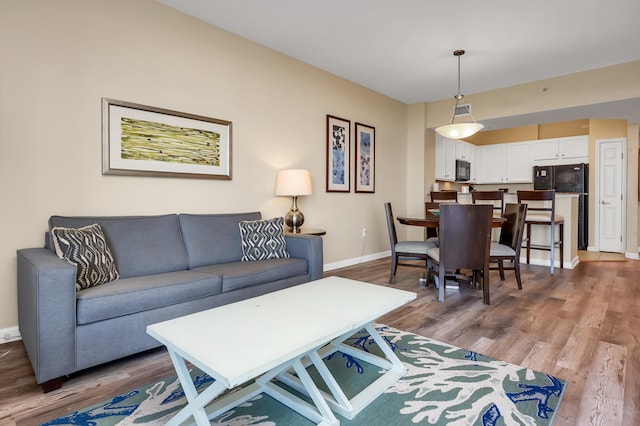 living room featuring dark hardwood / wood-style flooring